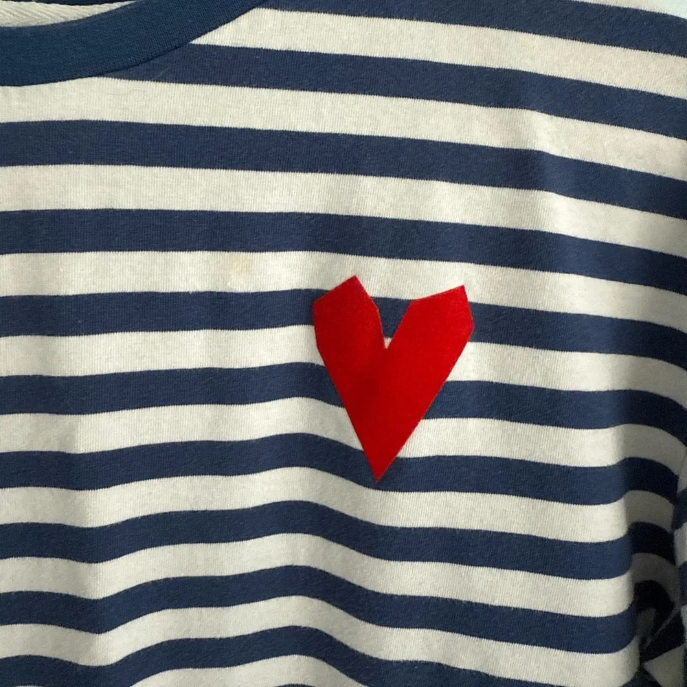 Striped Long Sleeve Tee with Heart Patch - Picture 2 of 3